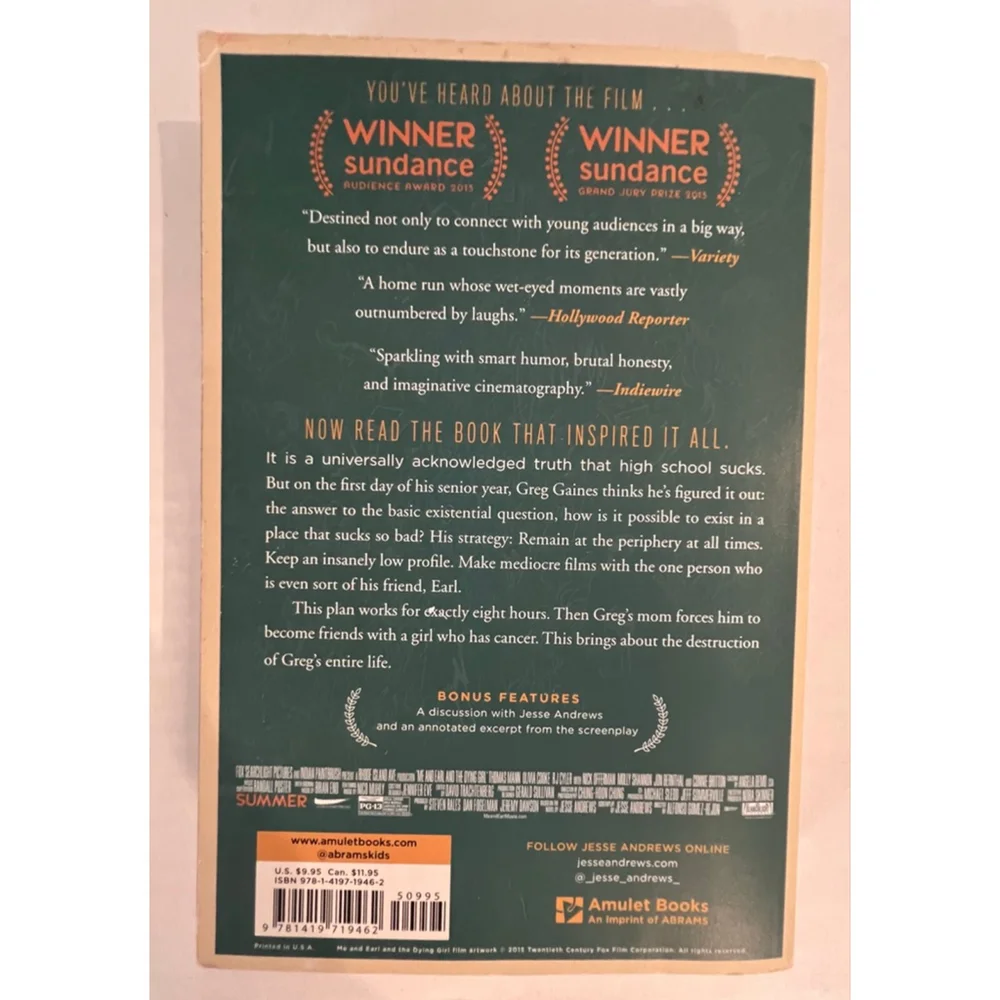 Me and Earl and the Dying Girl by Jesse Andrews Paperback Book